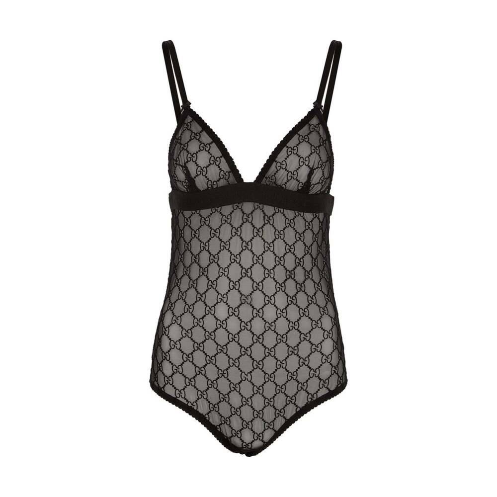 Gucci - GG Embroidered Sheer Tulle Bodysuit - M